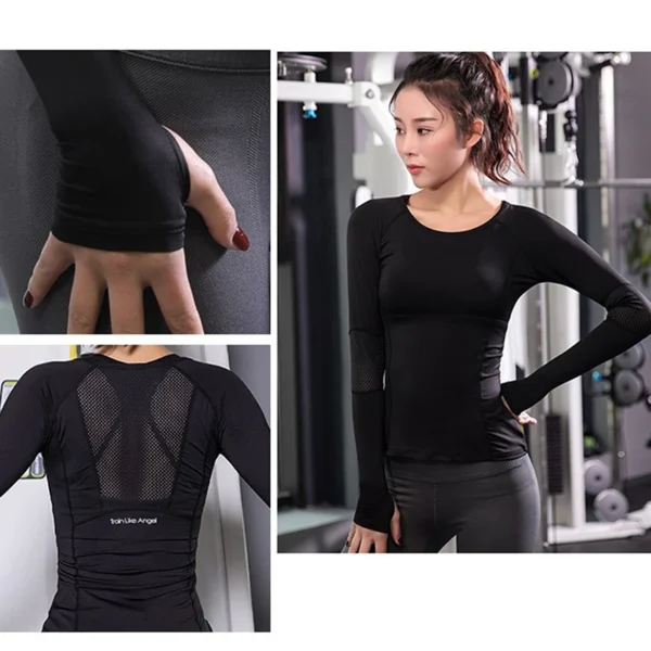 Sports Tops Gym Women Fitness T Shirt Long Sleeve Top Mesh Womens Casual Gym Tops Sport Wear Tops - Image 5