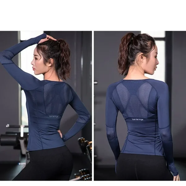 Women Gym Fitness T Shirt Solid Shirts Women Sports Tops Summer Slim Running Sport T-Shirts Workout Tops Gym Shirt Sport Wear - Image 6